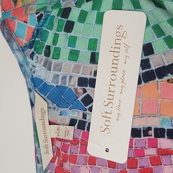 New Soft Surroundings multicolor Marvelous Mosaic topper/cover up women's PL/XL - Picture 7 of 12